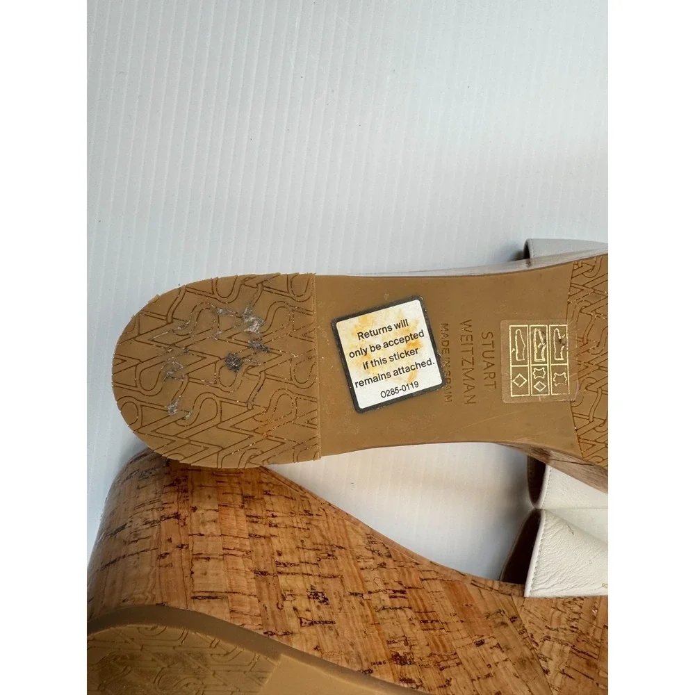 Stuart Weitzman‎ Summer Wedge Women 8.5 EUC $375 Leather  Slide Sandals Platform - Picture 10 of 10